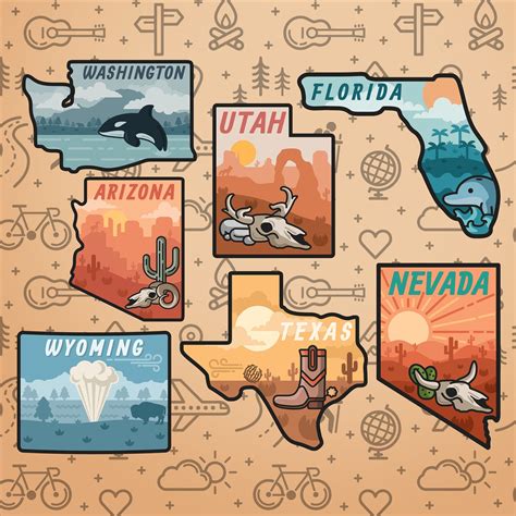 Us State Sticker Pack Usa Stickers Travel Stickers State Etsy