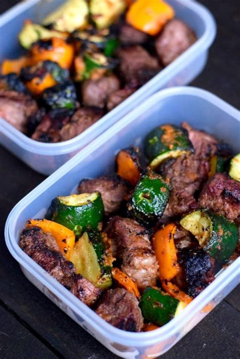 3 tasty meals you can make for healthy eating. Grilled Steak and Veggie Kebabs - Meal Prep Mondays