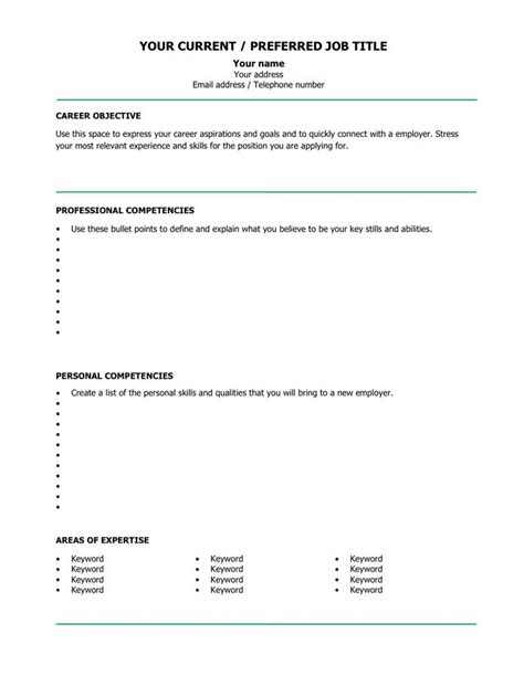 Some document may have the forms filled, you have to erase it manually. blank cv template example in word and pdf formats in 2020 | Resume template, Job resume template ...