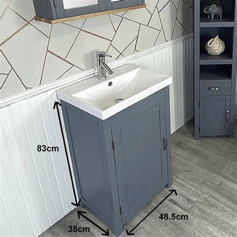 Slimline Bathroom Cabinet Vanity Unit Grey Painted Furniture
