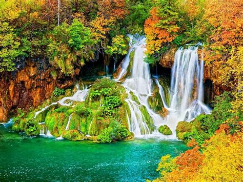 Autumn Waterfall Pretty Stream Fall Autumn Lovely Falling Colors