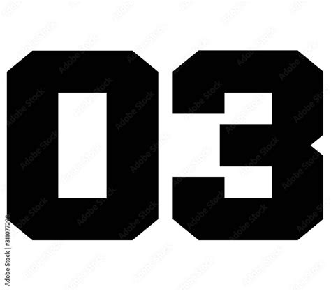 03classic Vintage Sport Jersey Number Uniform Numbers In Black As Fat