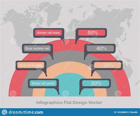 Infographics Circles On World Map In Background Light Color Stock