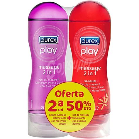 durex play pack lubricantes massage 2 en 1 sensual íntimo and gel de masaje con aloe vera 2