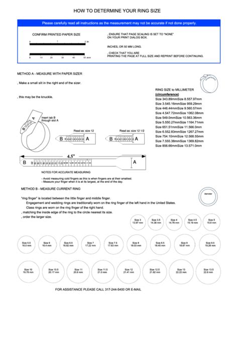 How To Determine Your Ring Size Printable Pdf Download