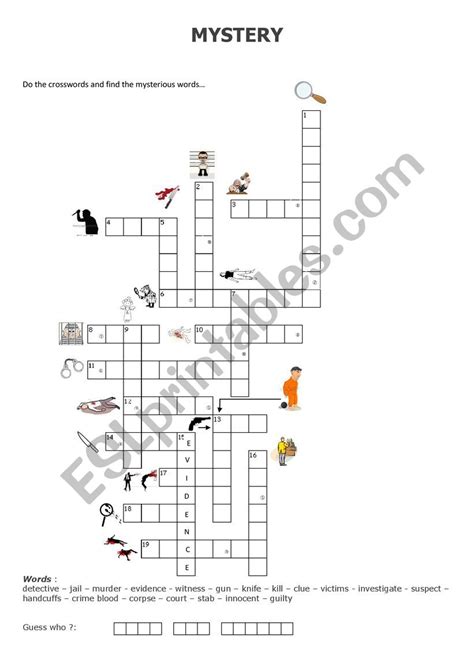 mystery crosswords images esl worksheet  prim