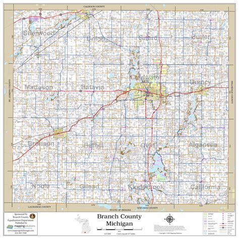 Branch County Michigan 2020 Wall Map | Mapping Solutions