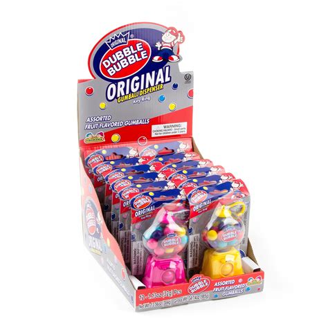 Dubble Bubble Gumball Dispenser 12ct Box Kids Candy Shoppe Bulk