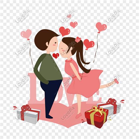 Kiss Valentines Day Cute Kissing Couple Cartoon Kiss Valentines Day