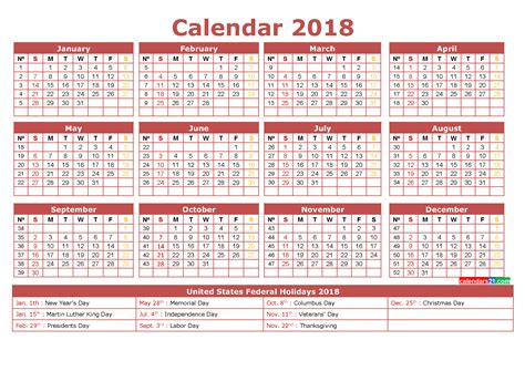2018 Calendar Printable 12 Month In One Page Calendar