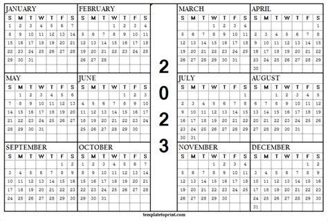 Calendar 2023 Design Template One Page Calendar 2023 Printable Free