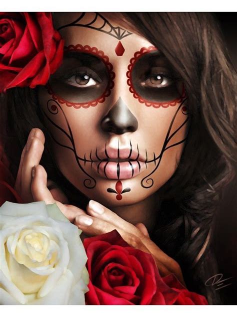 Raquel By Daniel Esparza Mexican Sexy Sugar Skull Mask Fine Art Print