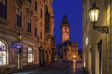 Prague Czech Republic Houses Street Night Street Lights Nove
