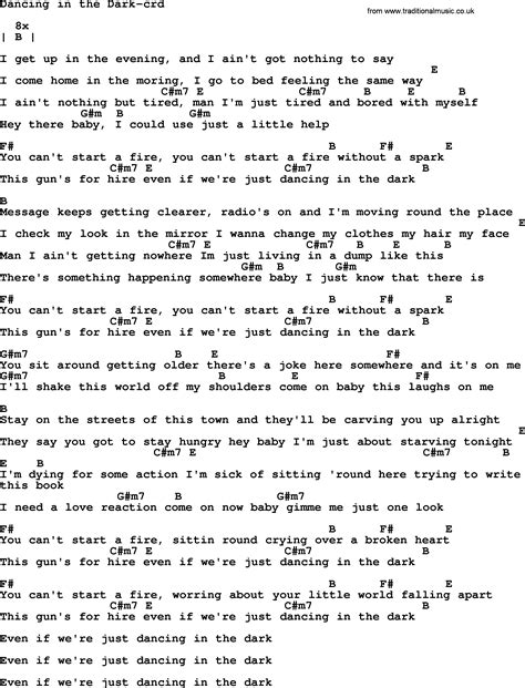 Bruce Springsteen Song Dancing In The Dark Lyrics And Chords