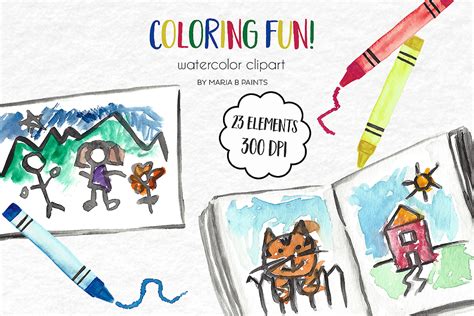 Arts and crafts for kids allows little ones to express their artistic side while developing important skills. Watercolor Clip Art - Coloring, Crayons