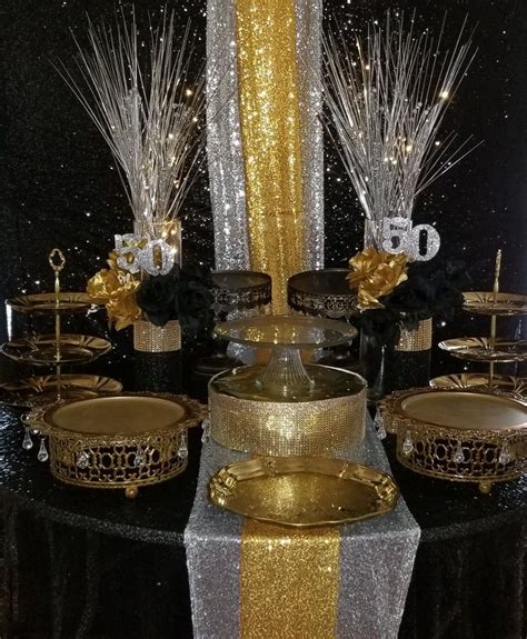 Pin By Dee Naidu On Black And Gold Decorations Gold Decor Silver Table