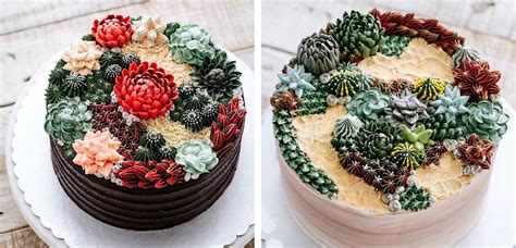 Cactus in the desert with flowers, native indian culture inspired boho ethnic style print. These incredibly lifelike succulent cakes will blow your mind