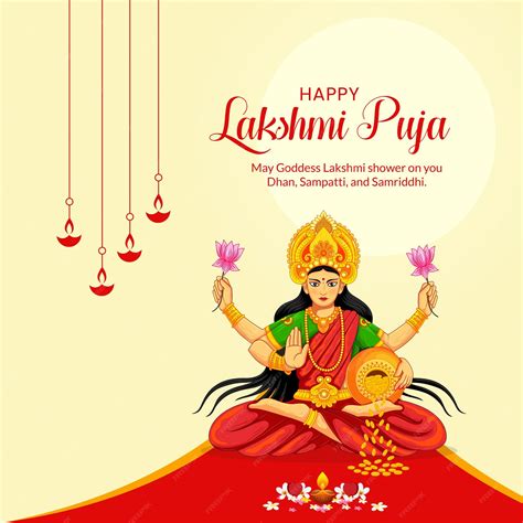 Premium Vector Indian Religious Festival Happy Lakshmi Puja Banner