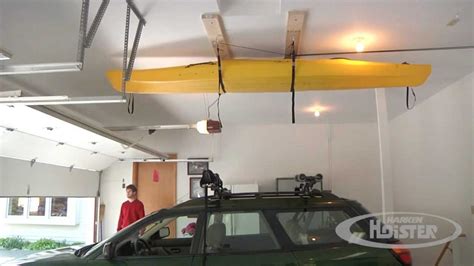 Ceiling hoists are an elegant and space saving solution that keep your vessel safely out of the way, but still the rad sportz kayak hoist quality garage storage canoe lift comes in as a close second. Harken Garage Storage Ceiling Hoist Harken Garage Storage ...