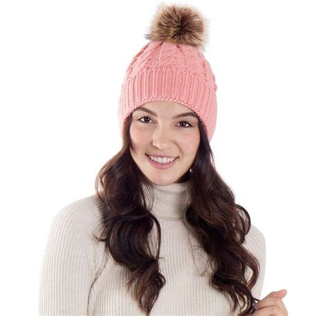 women s knit winter hat pom pom beanie pink cm18hkgylh0 winter hats knitting women