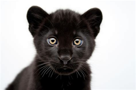 Premium Ai Image A Black Panther Cub With White Background