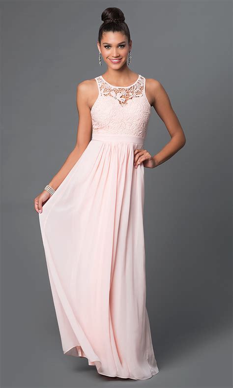 Long Lace Bodice Prom Dress PromGirl