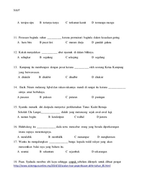 Rangka jawapan kertas soalan bahasa melayu penulisan tahun via www.slideshare.net. Bahasa Melayu Tahun 5 Pemahaman Latihan Dan Jawapan