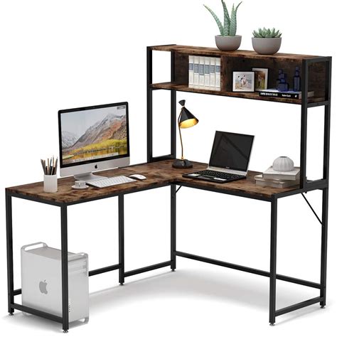 Buy Tribesigns L Shaped Desk With Hutch55 Inch Corner Computer Desk
