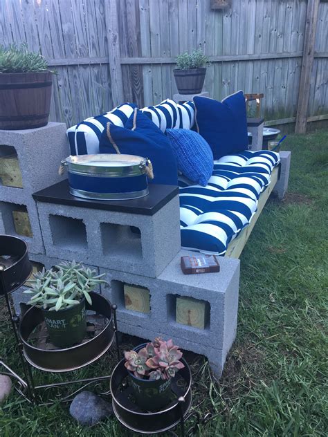 Cinder Block Bench Repurposed Rims As Side Tables And Succulents