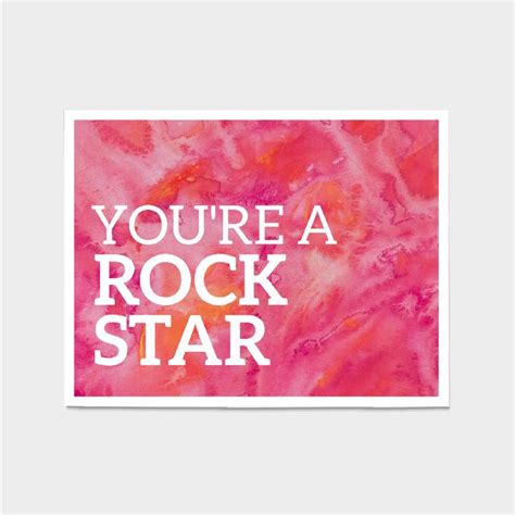 Youre A Rockstar Cool Watercolors Postcard Rock Star Quote