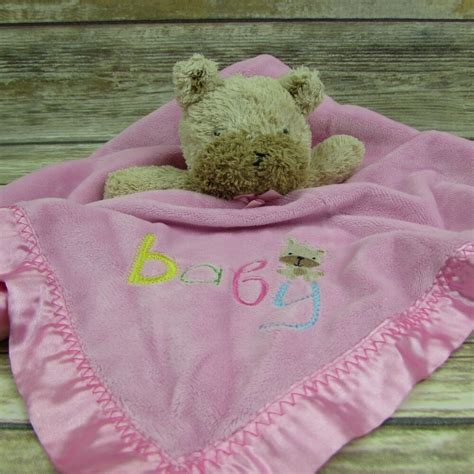 Carters Child Of Mine Bear Baby Plush Security Blanket Rattle 14x15