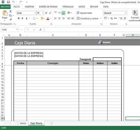 Descargar Plantilla Excel Caja Diaria