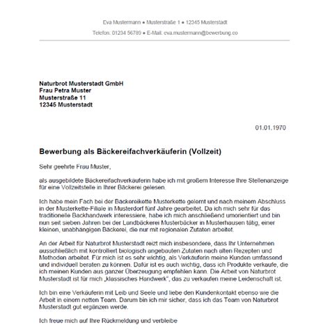 Bewerbungsschreiben sind der kern einer bewerbung und sollten mit ruhe auf die ausgeschrieben bewerbungsschreiben muster. Bewerbung als Bäckereifachverkäuferin ...