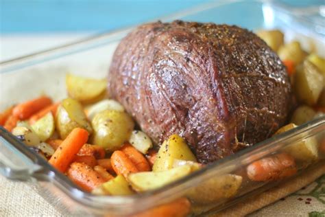 I added carrots, potatoes and onion and baked for 60 minutes. roast beef and roasted potatoes recipe