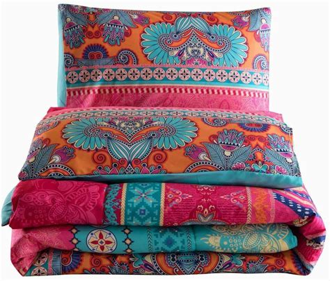 You can shop for all the items that you probably will need one by one, but the bohemian set blanket might. Bohemian Comforter Sets Queen Floral Soft Lightweight Exotic