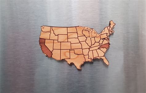 Personalized Wooden Magnets Usa Map States T Etsy