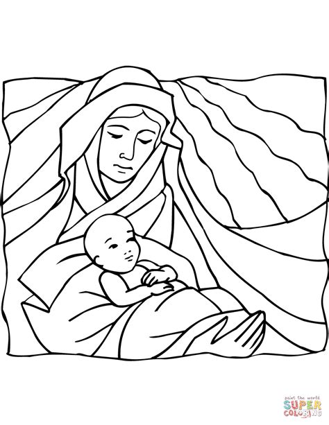 Mary joseph and baby jesus clipart. Mary Holding Baby Jesus coloring page | Free Printable ...