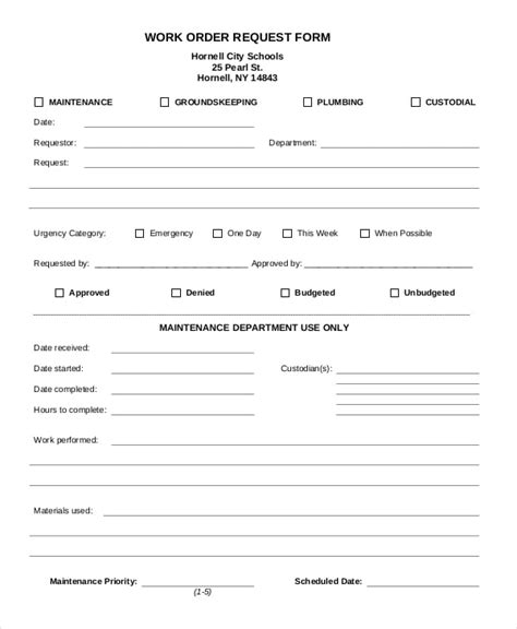 11 Work Order Forms Free Samples Examples Format Download