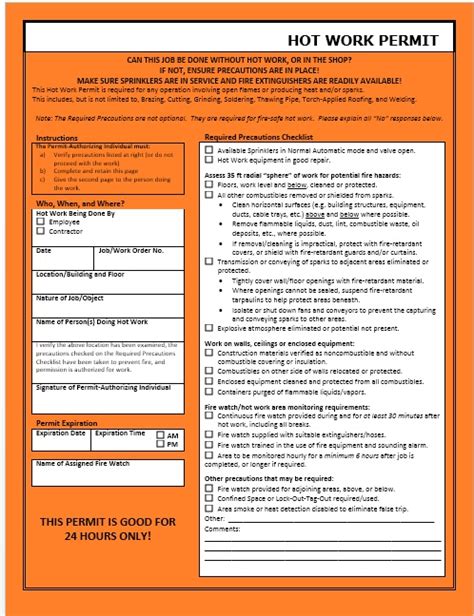 Printable Hot Work Permit Form Fill Out And Sign Printable Pdf Gambaran