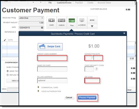 The transaction will open to allow you to edit any fields appearing in the register. Process a credit card payment in QuickBooks Deskto... - QuickBooks Community