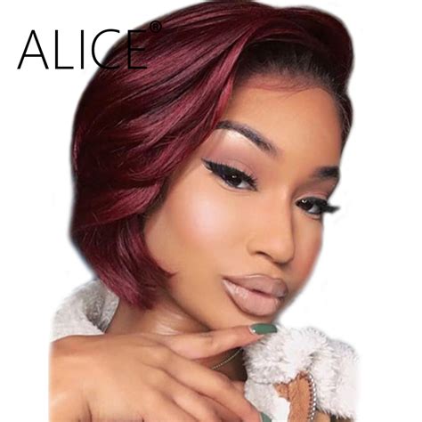 Alice Burgundy Lace Front Wig 99j Ombre 13x4 Lace Front Bob Wigs Remy