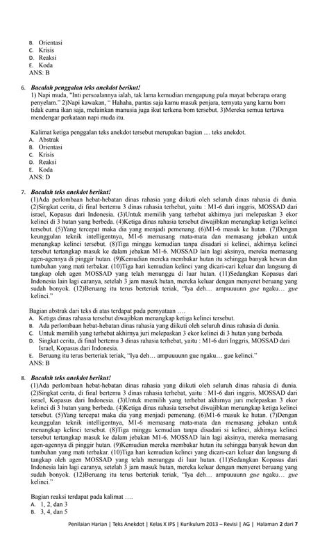 SOLUTION: Latihan soal dan jawaban teks anekdot bahasa indonesia kelas