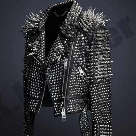 Women Silver Studded Black Leather Jacket Steam Punk Spiked Etsy Artofit