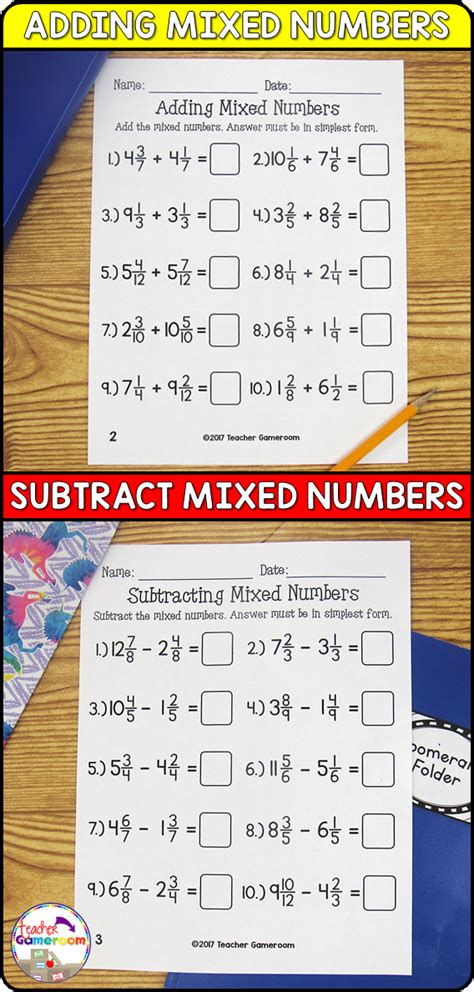Subtracting Mixed Numbers With Models Worksheet