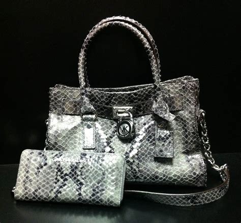 Michael Kors Grey Snakeskin Print Purse With Matching Wallet At Clothes