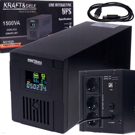 Zasilacz UPS Kraft Dele Zasilacz Awaryjny Ups 1500Va 900W Lcd Bateria