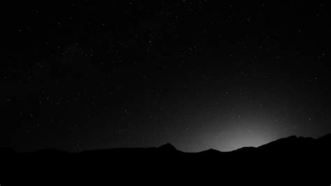 Download Night Sky Over The Mountains Black White 4k Wallpaper By