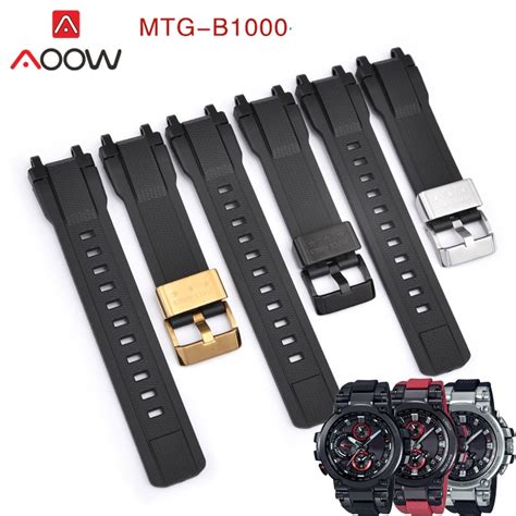 rubber strap for casio g shock mtg b1000 g1000 stainless steel hoop men replacement bracelet
