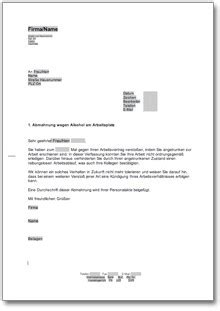 Arbeitsrecht muster arbeitsvertrag arbeitsrecht 2021. Abmahnung wegen Nichterscheinens am Arbeitsplatz nach dem ...