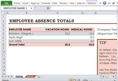Free Employee Absence Tracker For Excel